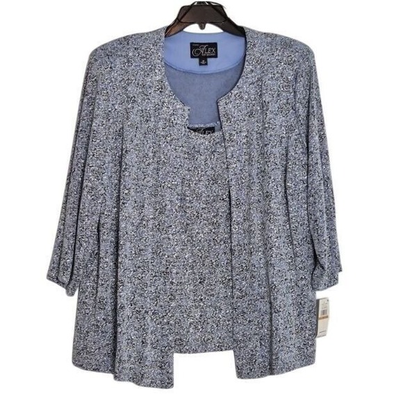 Alex‎ Evenings Hydrangea Glitter 2 Piece Jacket Set Special Occasion Evening 2X - Picture 1 of 8